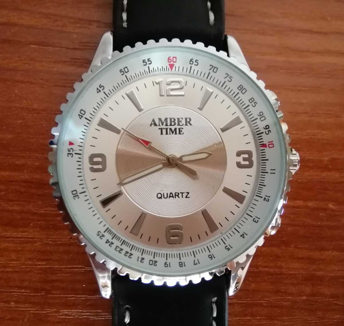 AMBER TIME クォーツ式 メンズ腕時計 新古美稼働品 定形外 レター 