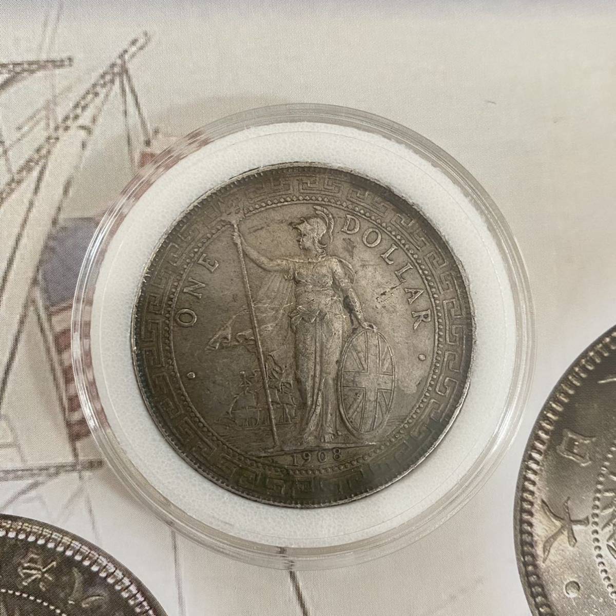 イギリス 貿易銀 ブリタニア立像 1908年 1ドル 壹圓 重さ26.78g 英国