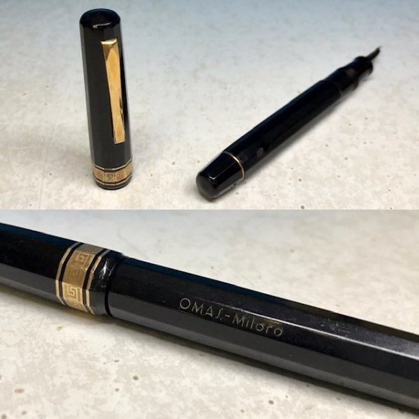 OMAS オマス Milord ミロード 雷文 × ブラック 万年筆 ペン先 585(14K