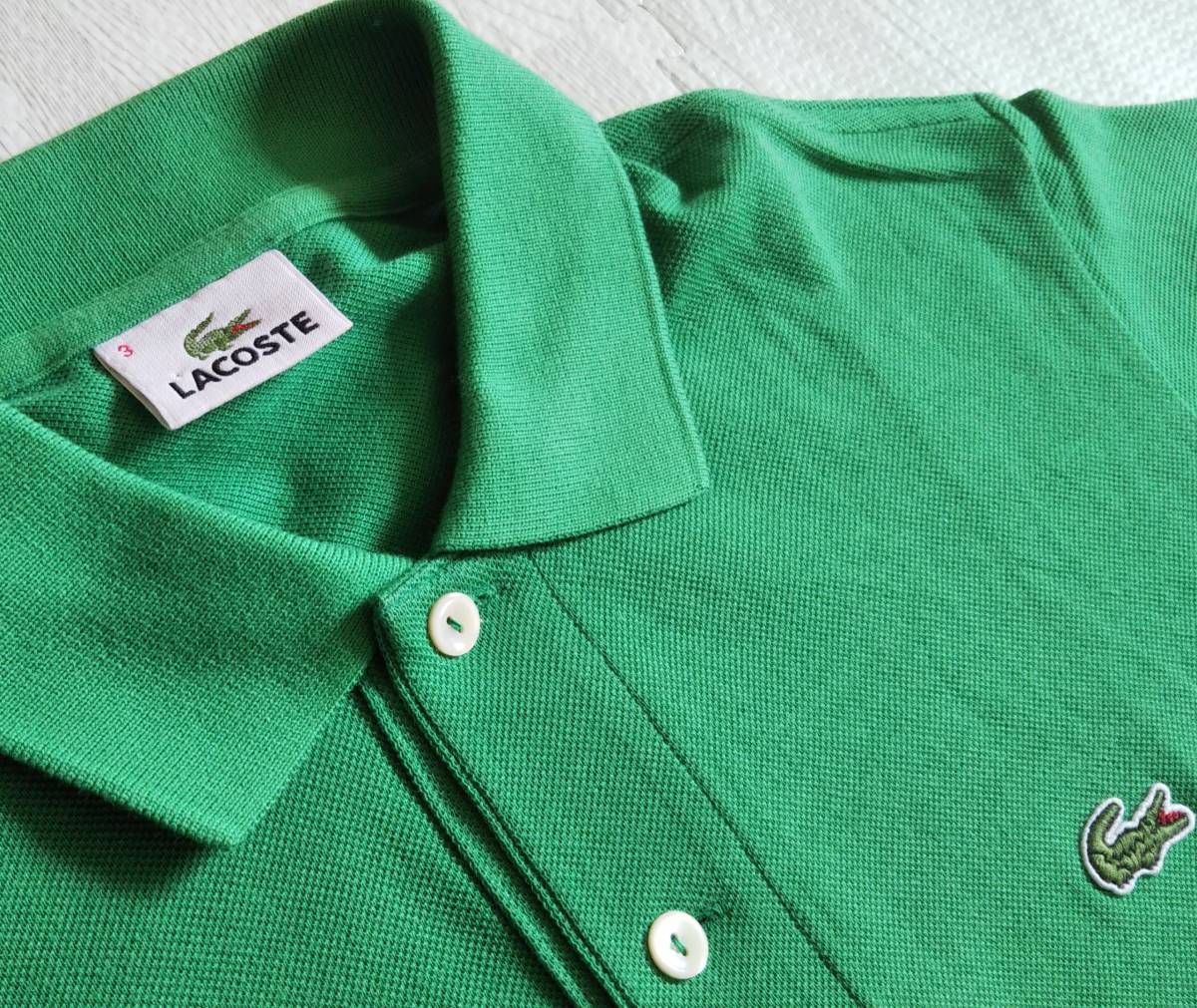 美品・緑】ラコステ LACOSTE 半袖 ポロシャツ L1212 サイズ3 日本製 