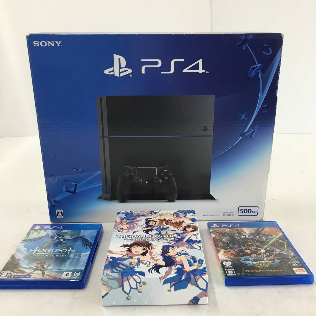 【1円～】PS4本体 CUH-1200A 500GB ソフト3本セット ホライゾン他【中古品】