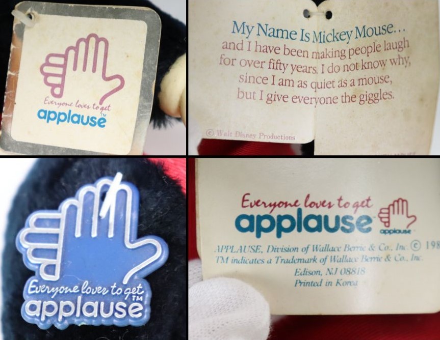 Applause アプローズ社 ミッキーマウス人形 Mickeymouse Disney ディズニー ヴィンテージミッキー プラッシュドール タグ付き 003jhep ミッキーマウス 売買されたオークション情報 Yahooの商品情報をアーカイブ公開 オークファン Aucfan Com