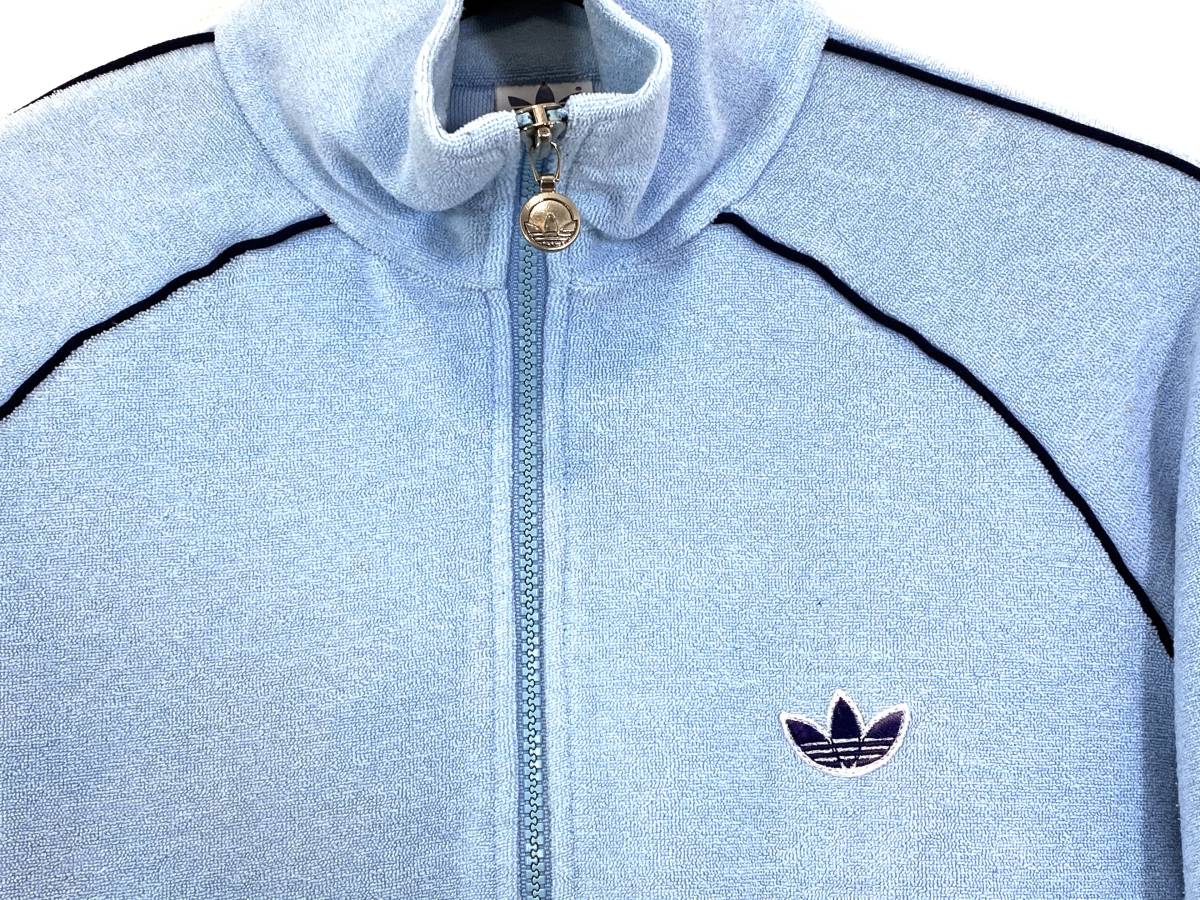 adidas DESCENTE パイル トラックジャケット L 80s 80年代 水色 ADT-03 