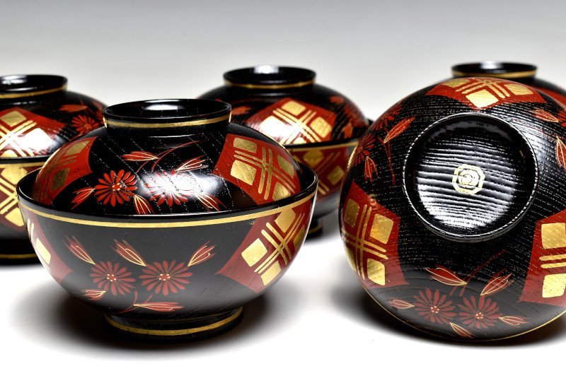 流】茶懐石道具 蒔絵吸物椀五客 WF622 お買い得，限定セール 【公式通販】