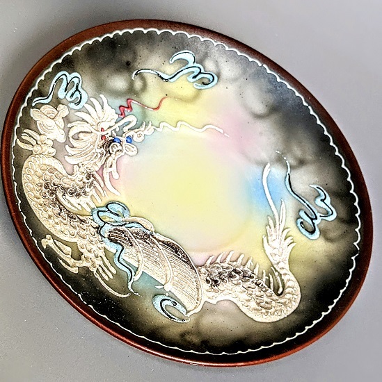 2008 オールドニッポン 金彩盛上泥漿龍図紋 皿 2客 2008 オールド