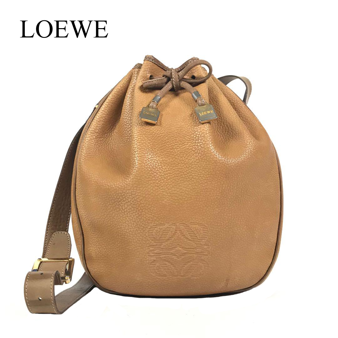 LOEWE ロエベ ショルダーバッグ 巾着 ナッパレザー グレーベージュ 