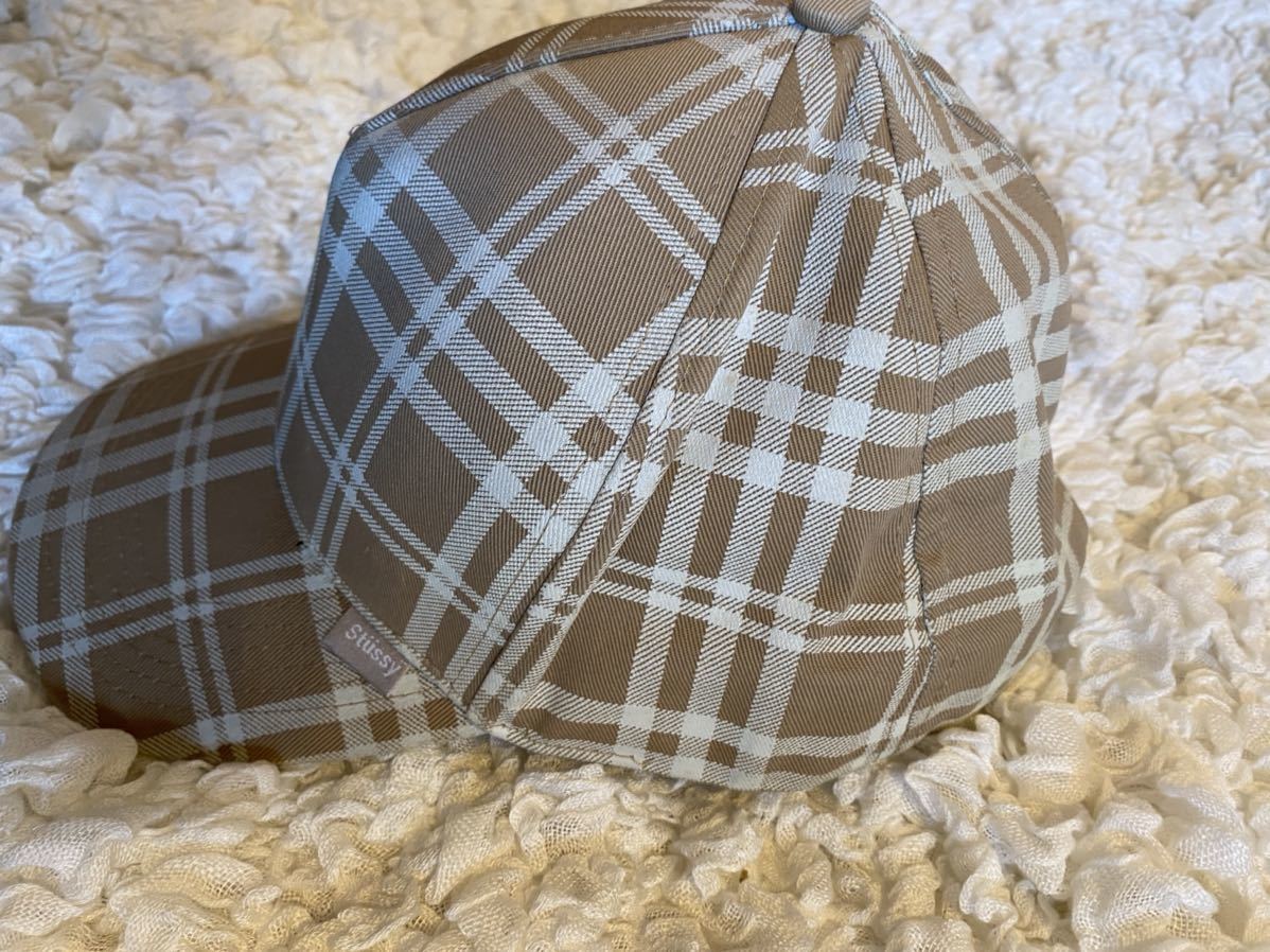美品】stussy check cap FREE size レア 希少 2000年代キャップ 
