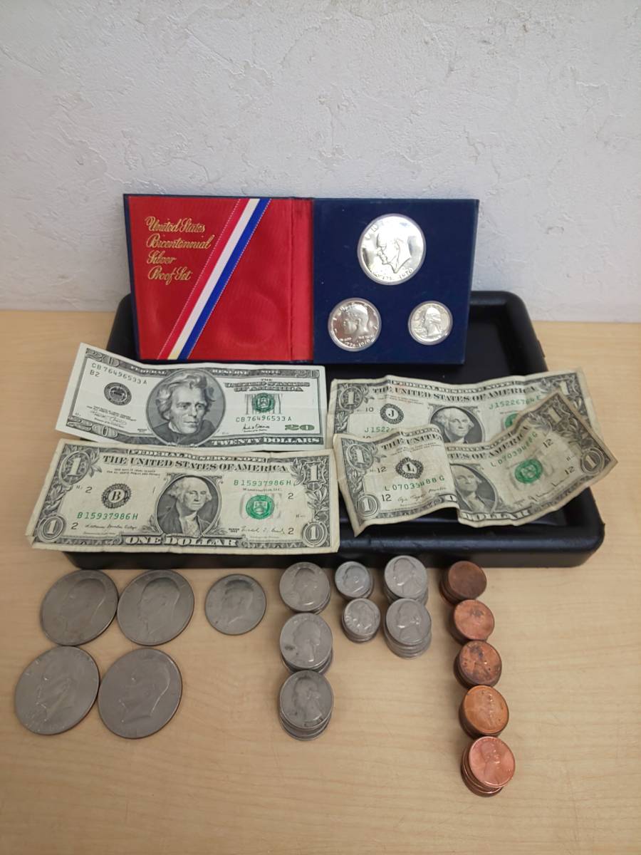 35640◇アメリカ 外国銭 紙幣 硬貨 38ドル89セント分 徹底解説コツを