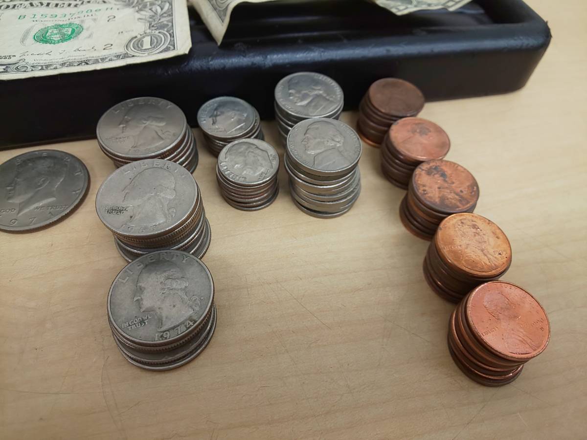 35640◇アメリカ 外国銭 紙幣 硬貨 38ドル89セント分 徹底解説コツを