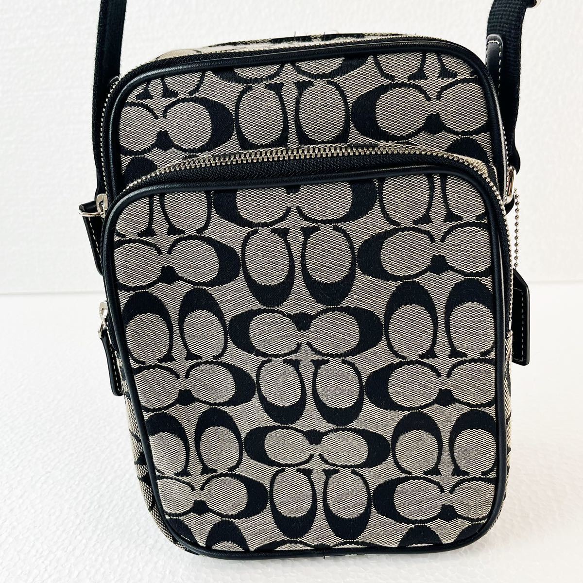 コーチ 4270 シグネチャー ショルダーバッグ メンズ ブラック グレー 1円〜【未使用級!!】COACH コーチ 4270 ロゴ シグネチャー キャンバス