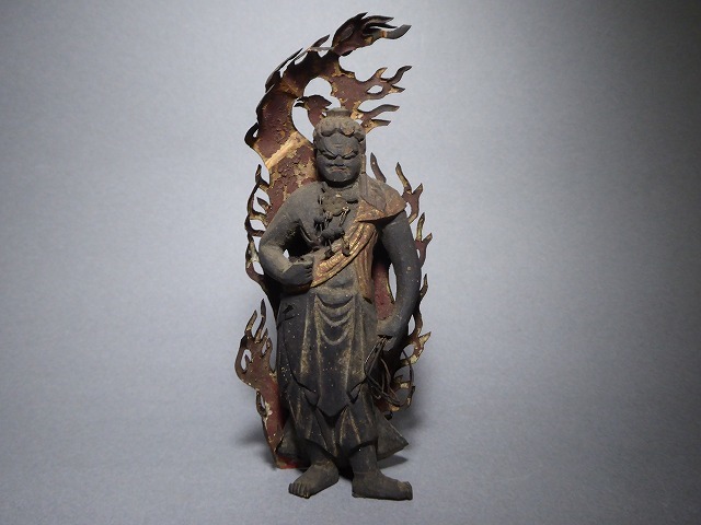 仏像 不動明王 木彫 不動明王像 木彫り 座像 総高21cm ふどうみょうおう
