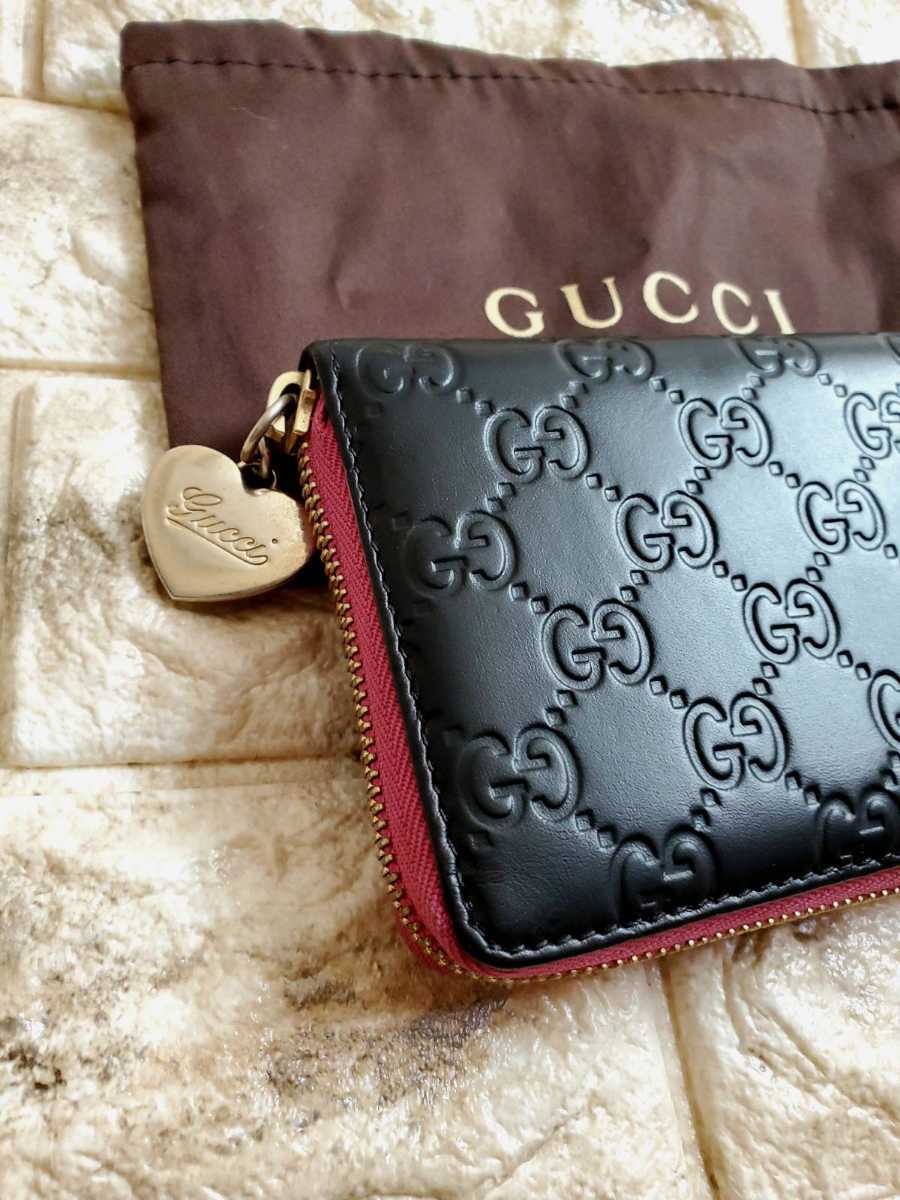 美品✨GUCCI 長財布GGキャンバス ハート ラブリーチャーム 12カード 