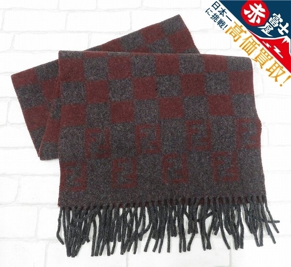2A3005/フェンディ ズッカ柄チェックマフラー FENDI ファッション