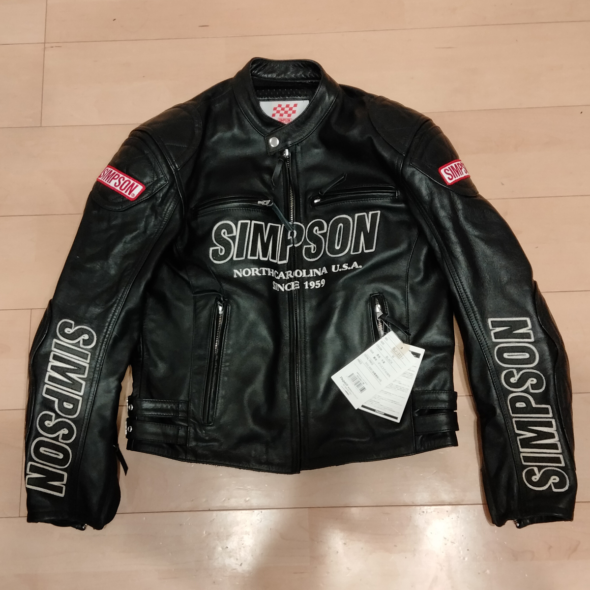 送料無料，低価 タグ付き シンプソン SIMPSON レザージャケット＆パンツ BK M SLJ-3111 SLP-3111(Mサイズ)｜売買されたオークション情報、yahooの商品情報をアーカイブ公開 - オークファン 男性用