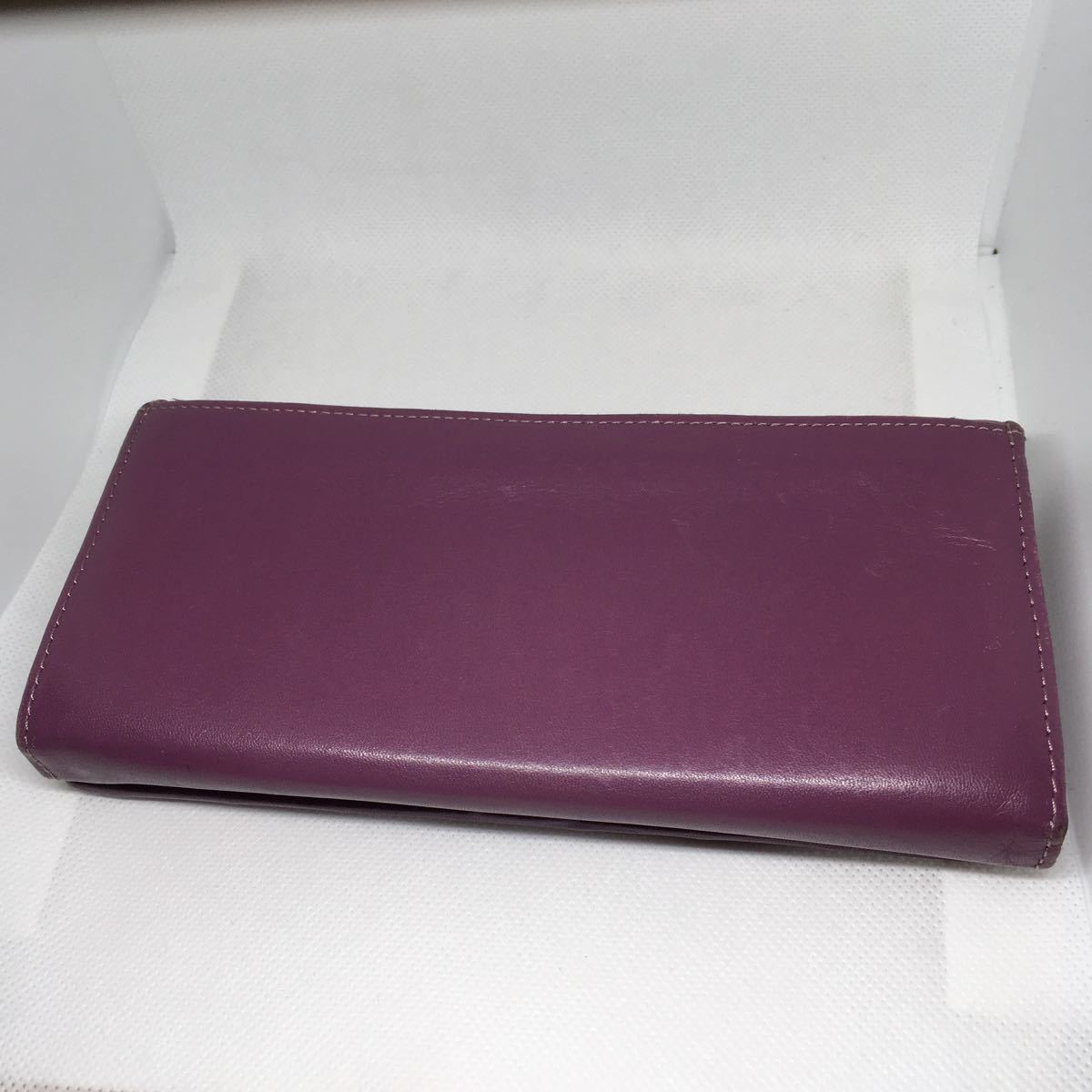 箱付き sybilla シビラ 長財布 刺繍 パープル 紫色 ステッチ 牛革 日本 
