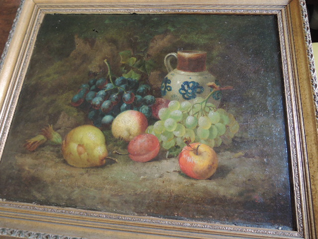 果物の静物 油彩画 油絵 静物画（2）/果物/フルーツ/T.B.のサイン有り/1800年代