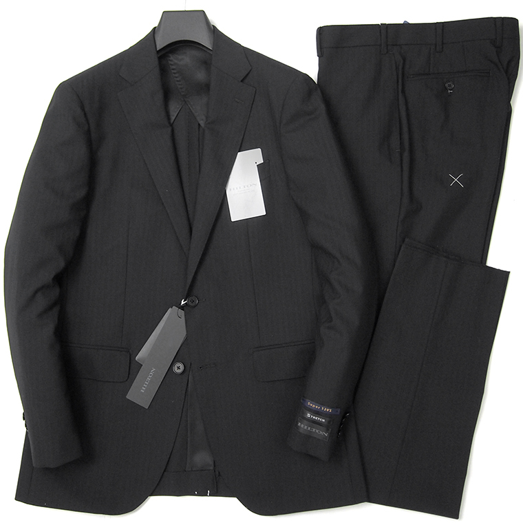 新品 HILTON ヒルトン 春夏 Super120's ウール ストライプ スーツ A6
