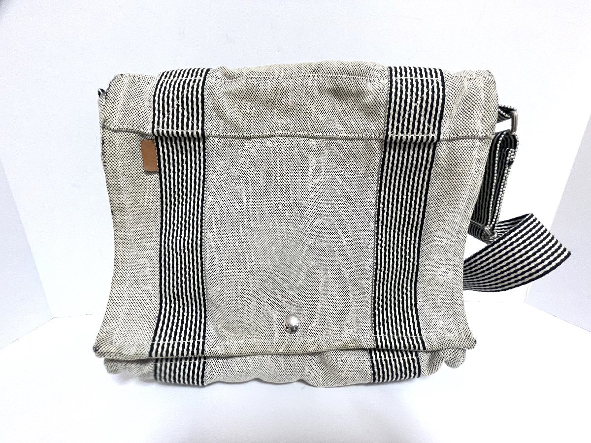 中古】HERMES エルメス ニューフールトゥ バサスPM キャンバス グレー 