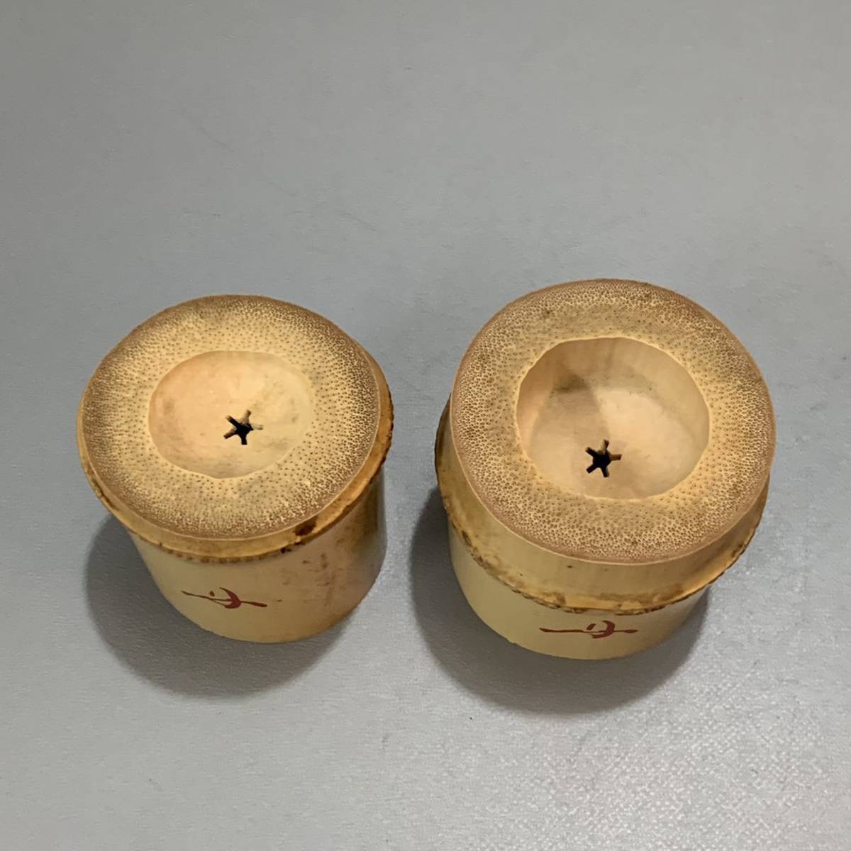蓋置 一双 影林宗篤作 長谷川寛州 竹蓋置 : 蓮38）