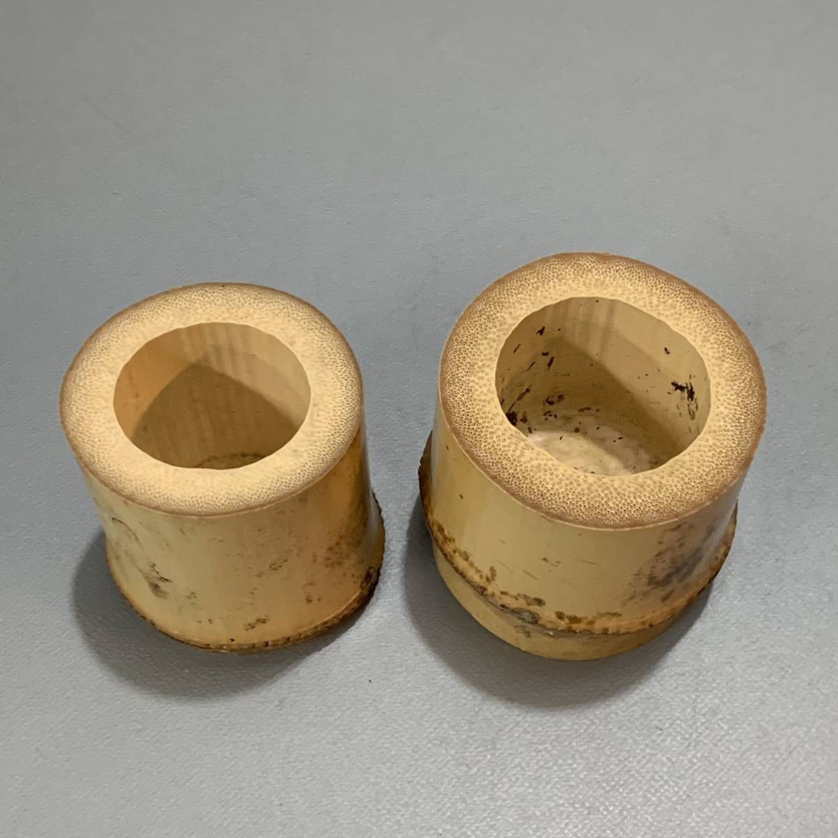 蓋置 一双 影林宗篤作 長谷川寛州 竹蓋置 : 蓮38）