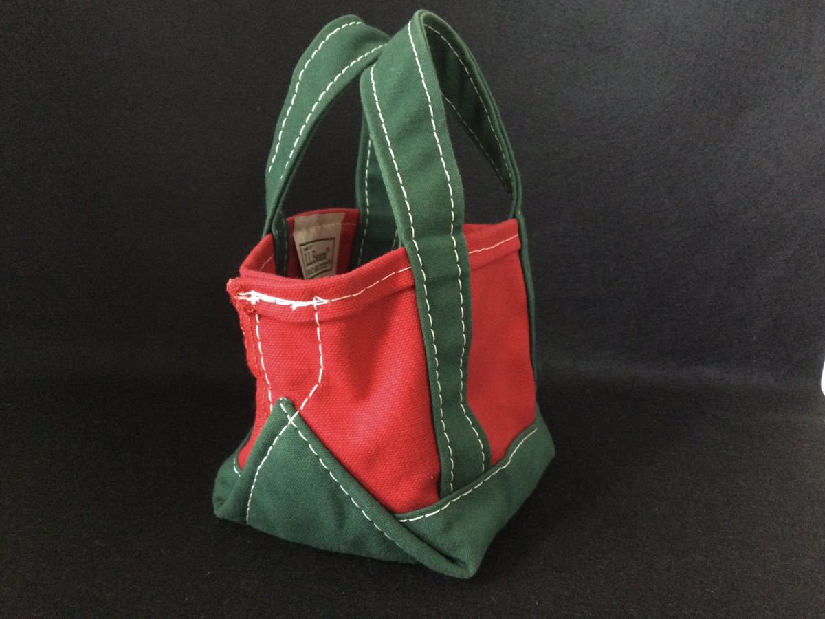 L.L.Bean/キャンバストートバッグ/赤・緑/ミニサイズ/美品/手提げ 