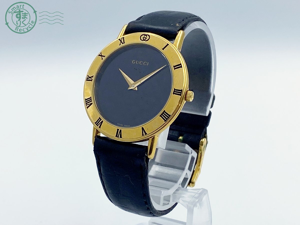 0511156 〇 GUCCI(グッチ)3000.2M QZ クォーツ腕時計 文字盤ブラック