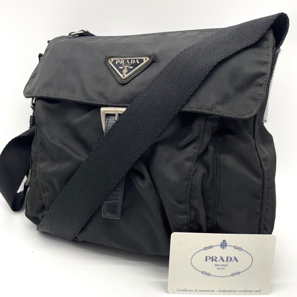 人気SALE 1円 PRADA プラダ ショルダーバッグ クロスボディー 斜めかけ鞄 三角プレート リナイロン フラップ式 ベルト ブラック 黒 メンズ(ショルダーバッグ)｜売買されたオークション情報、yahooの商品 かばん、バッグ
