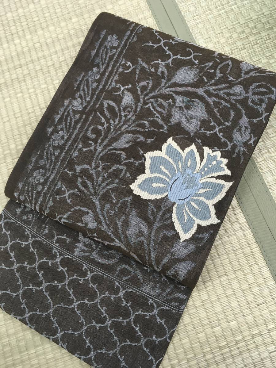 参考上代68.0万円】高級問屋別注品 西陣特選袋帯 南国文様 紗織 オール  