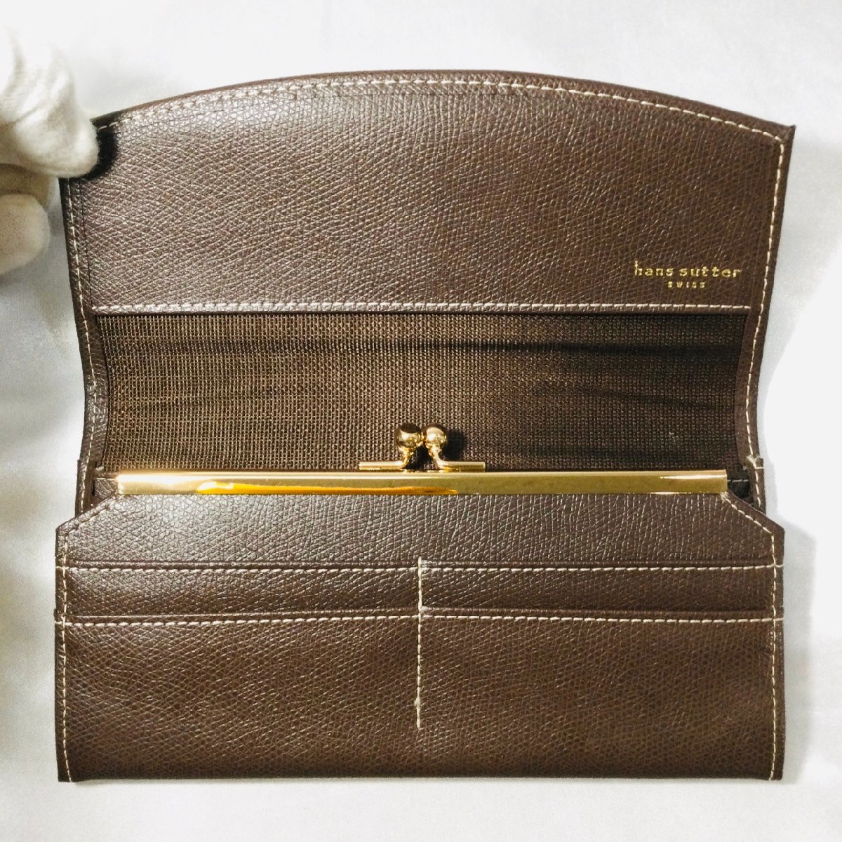 状態良好/TO】- POLA ポーラ hans sutter swiss がま口 長財布 
