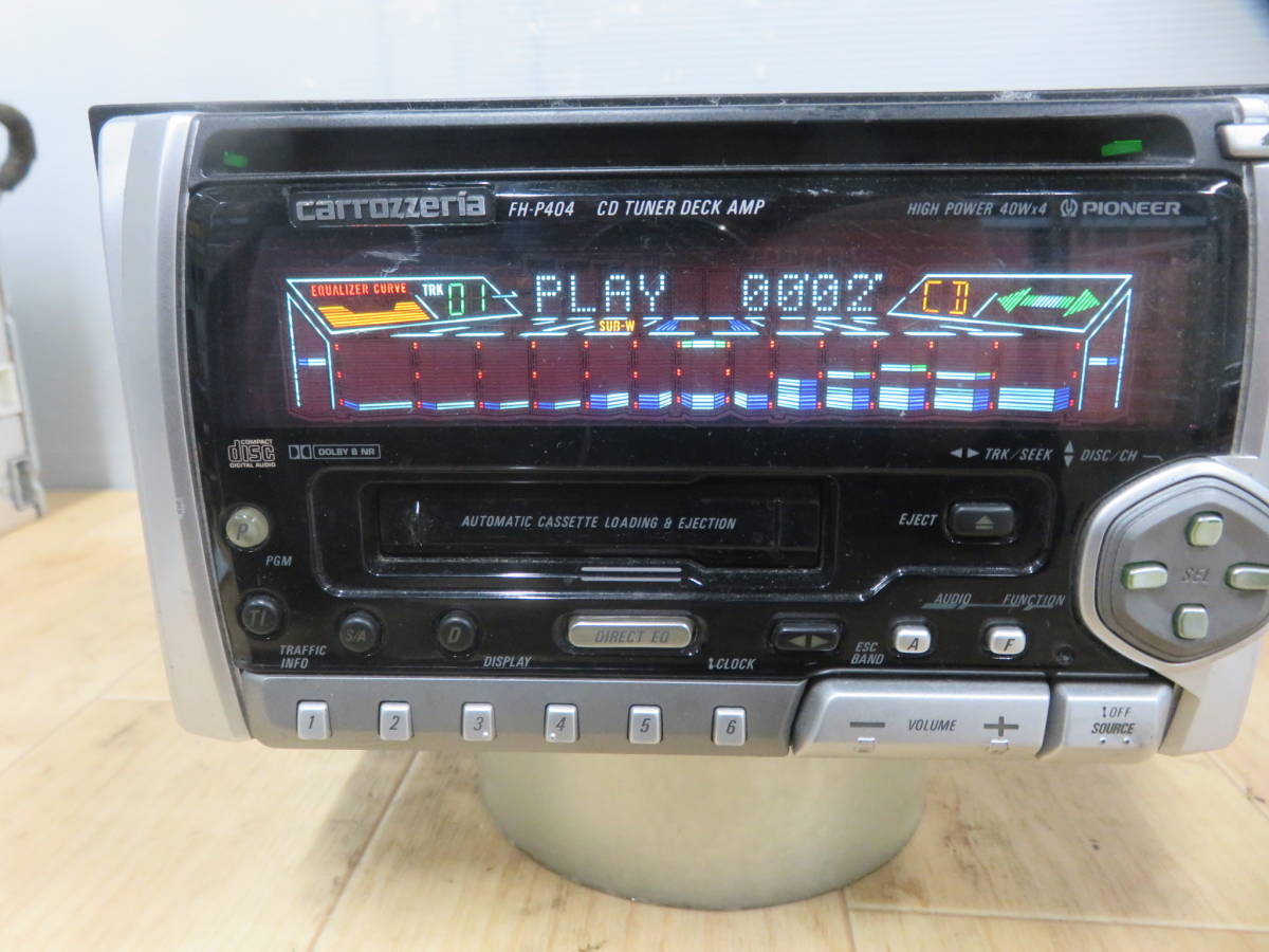 動作品保証付/U300/carrozzeria カロッツェリア カーオーディオ ステレオ デッキ CD/カセットプレーヤー FH-P404 2din 電源配線付