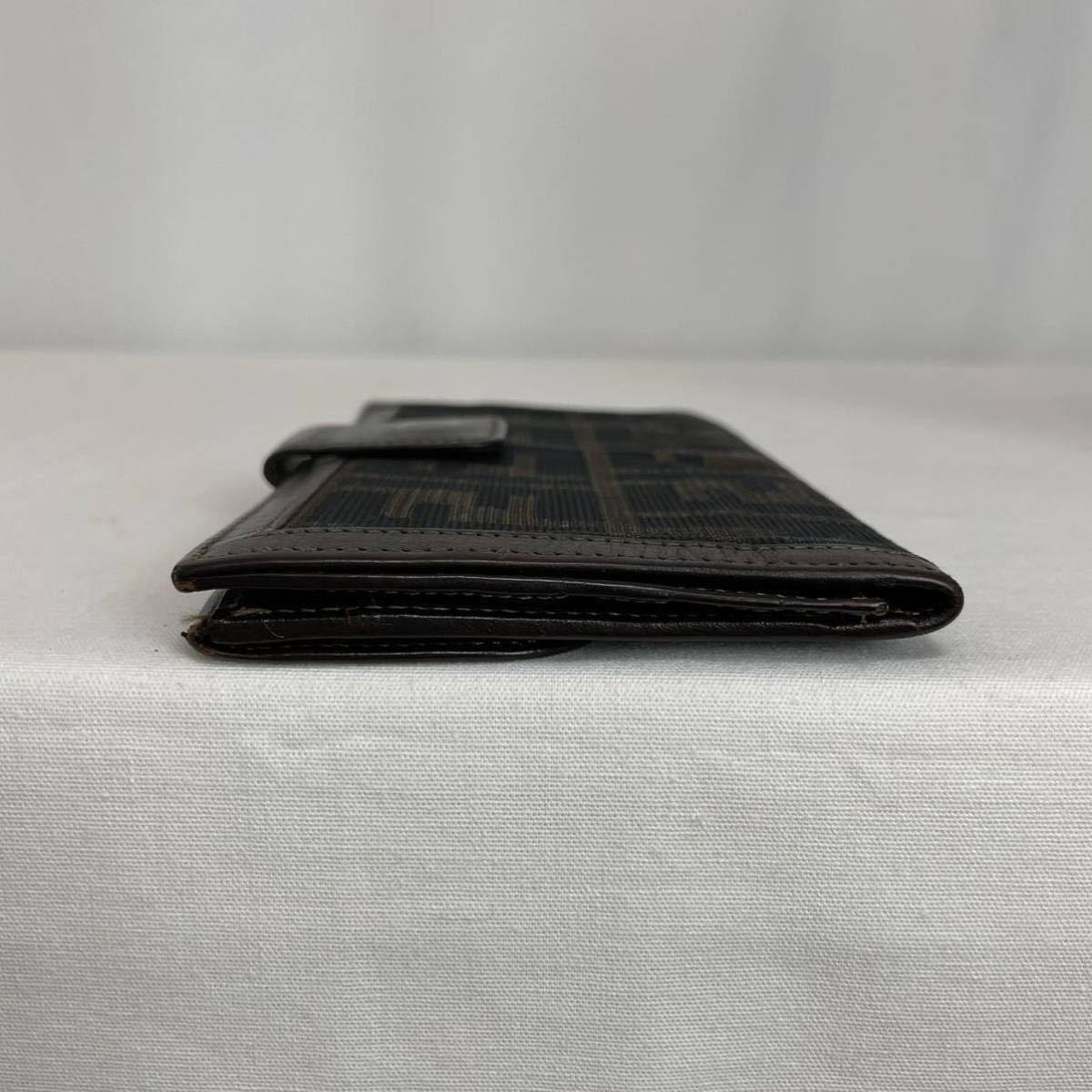 フェンディ ズッキーノ マンマ FF金具 長財布 キャンバス レザー 