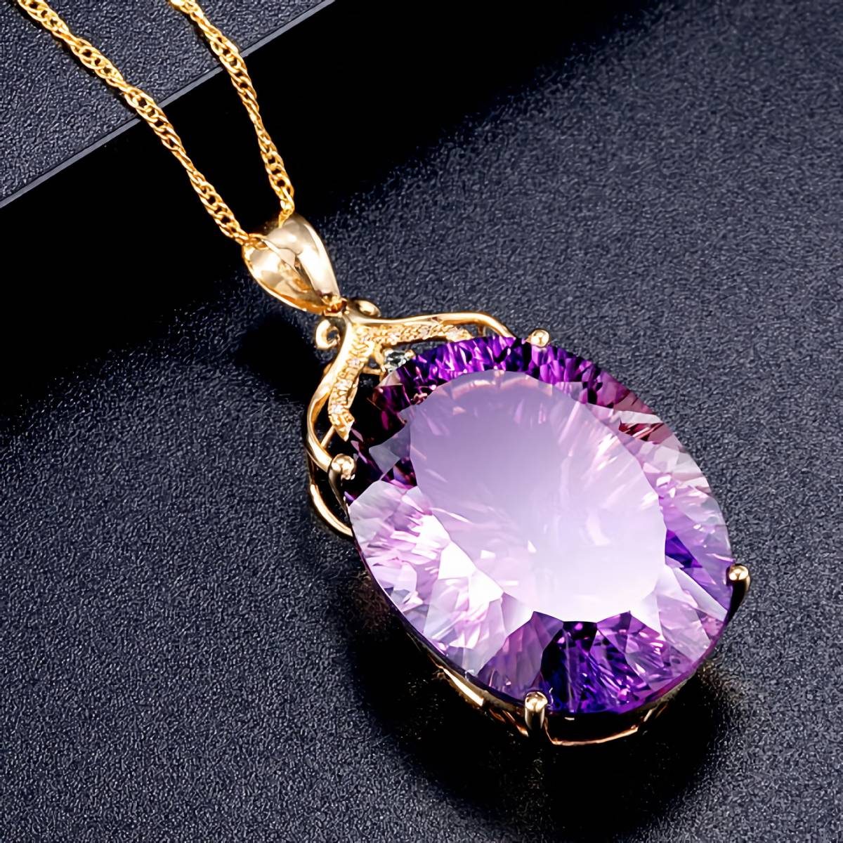 新品1円～☆送料無料☆紫水晶 大粒アメジスト ダイヤモンド K18GF 