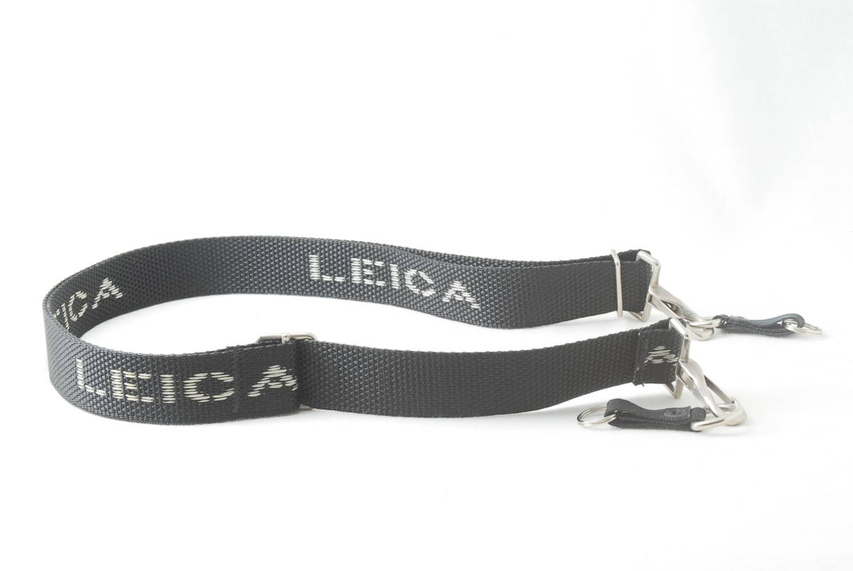 LEICA ライカ カメラ ストラップ 刺繍文字 黒色(ブラック)×白色