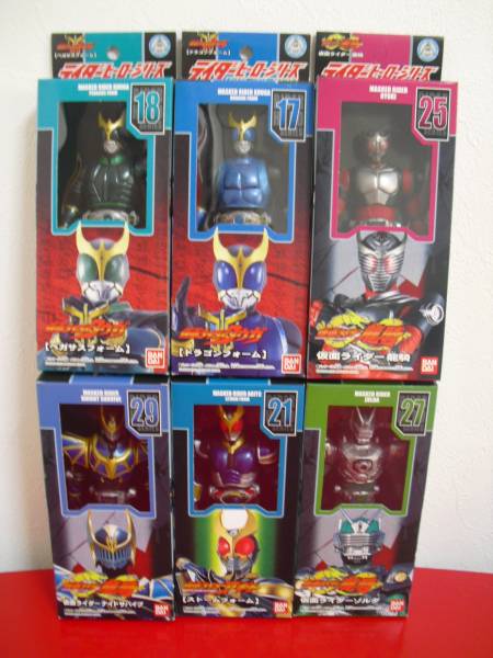 新品】仮面ライダー 龍騎 アギト クウガ 箱入り 6体 ソフビ(仮面