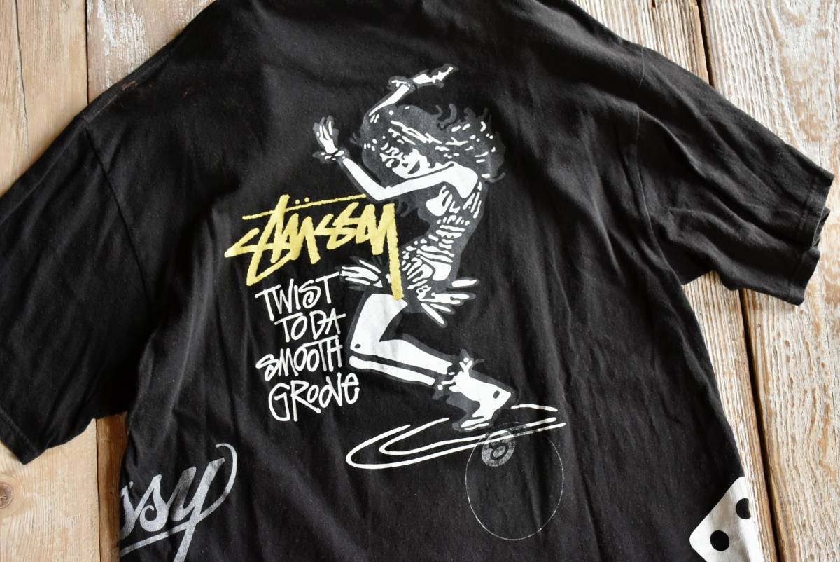 希少 STUSSY ステューシー 半袖 Tシャツ ブラック TWIST TODAY ダンス 