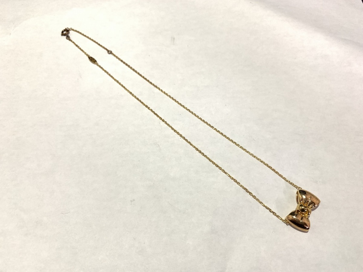 ♪【Van Cleef & Arpels(ヴァン クリーフアンドアーペル) K18/750 ゴールドネックレス レディース 箱付き リボン型】OK11705