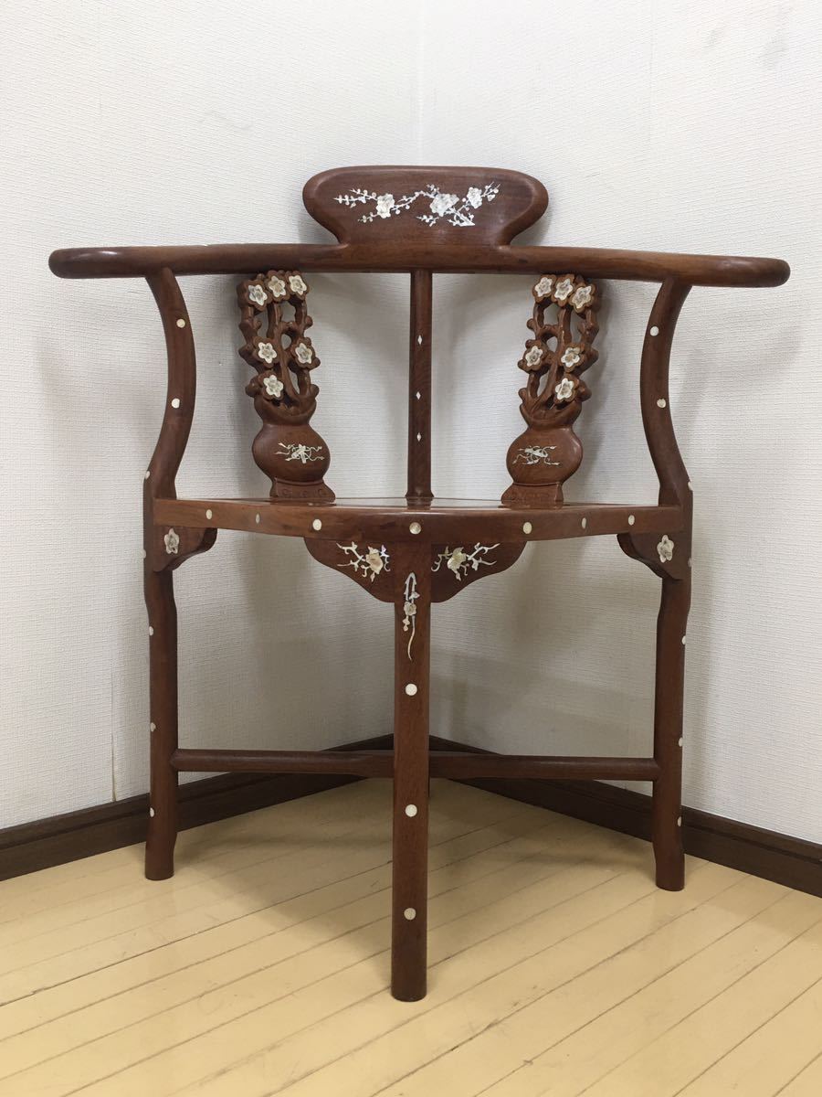 螺鈿細工 唐木家具 椅子 アームチェア 螺鈿細工 唐木家具 椅子 アームチェア 螺鈿細工 唐木家具 椅子 チェア