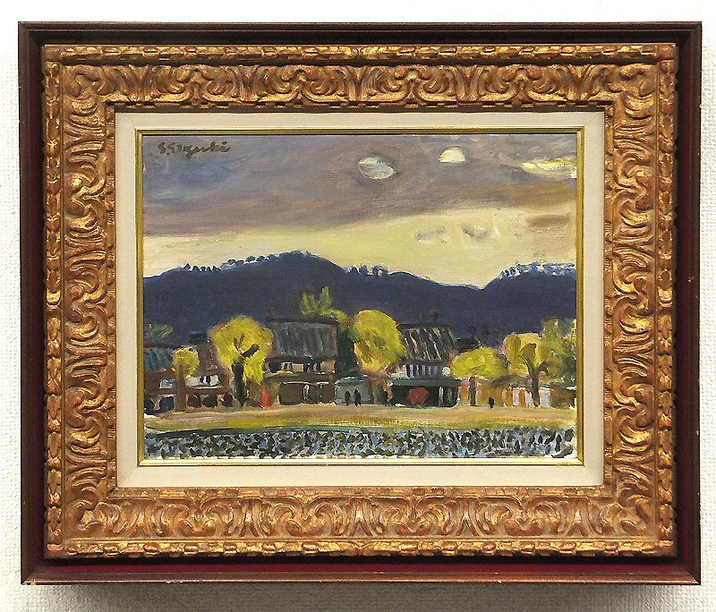 「真作」鈴木福男「古城」風景画　油彩画　額装　サイン有り　SM号 真作」鈴木福男「古城」風景画 油彩画 額装 サイン有り SM号 真作」