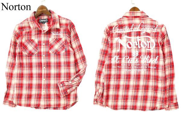 全国無料，限定セール Norton ノートン 通年 バック ロゴ刺繍 長袖 ウエスタン チェック シャツ Sz.M メンズ バイク A2T06879_6#C(Mサイズ)｜売買されたオークション情報、yahooの商品情報をアーカイブ公開 - オークファン 長袖シャツ一般