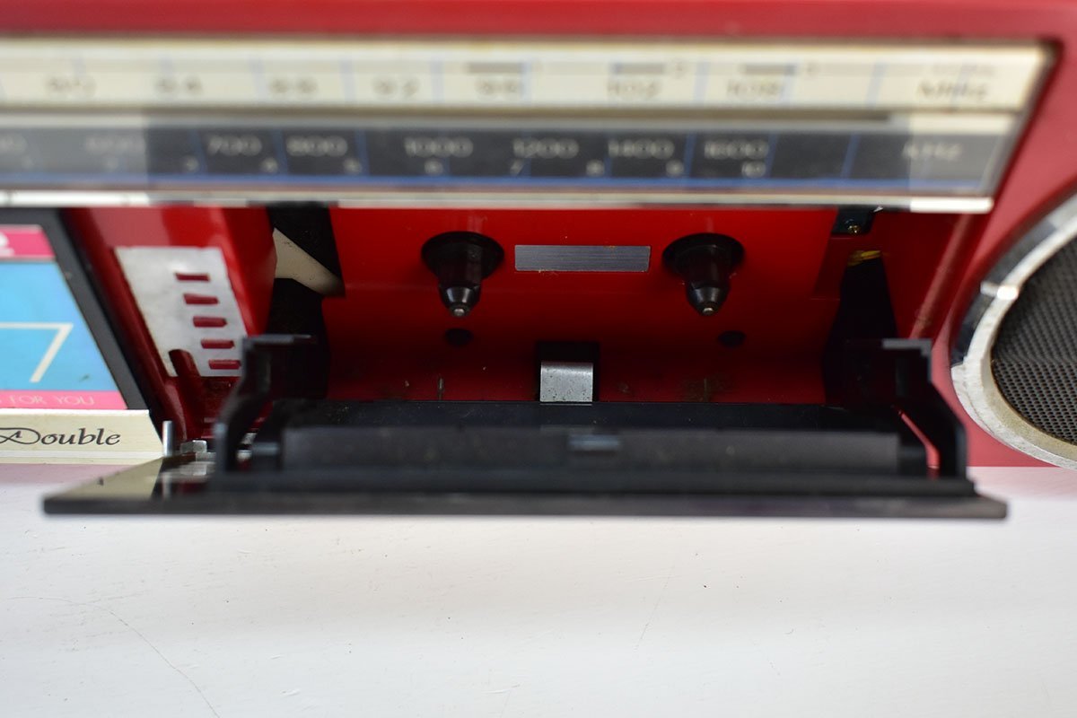 SHARP QT-77R ダブルラジカセ レッド 再生OK[シャープ][Wカセット 