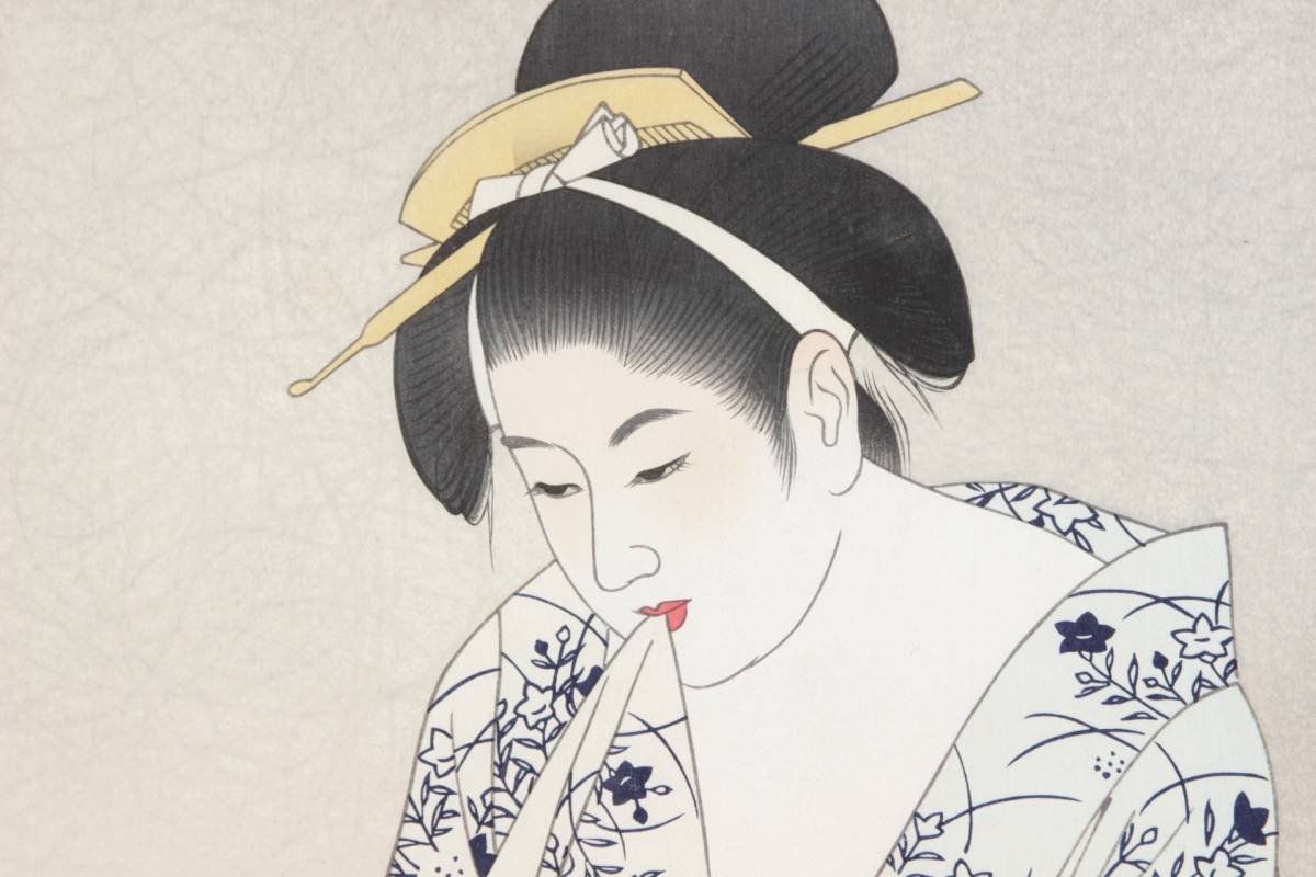 真作保証 伊東深水『三千歳』木版画 美人画 代表作 大判 R8YE11 Yahoo!オークション - 【真作】【WISH】伊東深水「三千歳」木版画 8号
