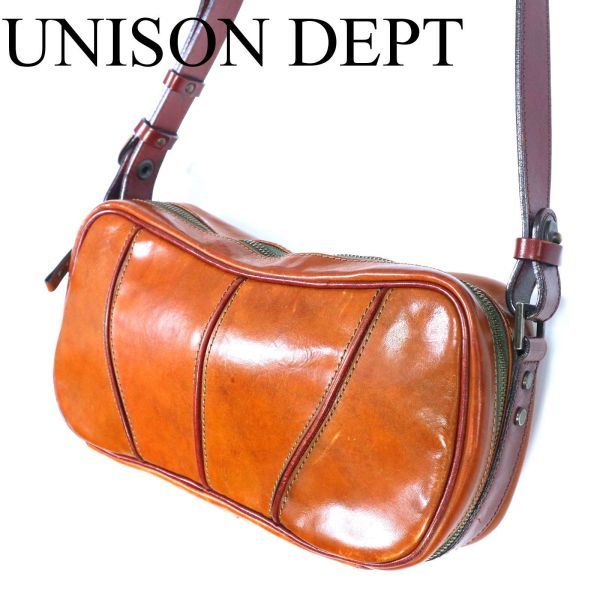 UNISON DEPT ユニゾンデプト 本革☆ オール レザー ショルダー バッグ