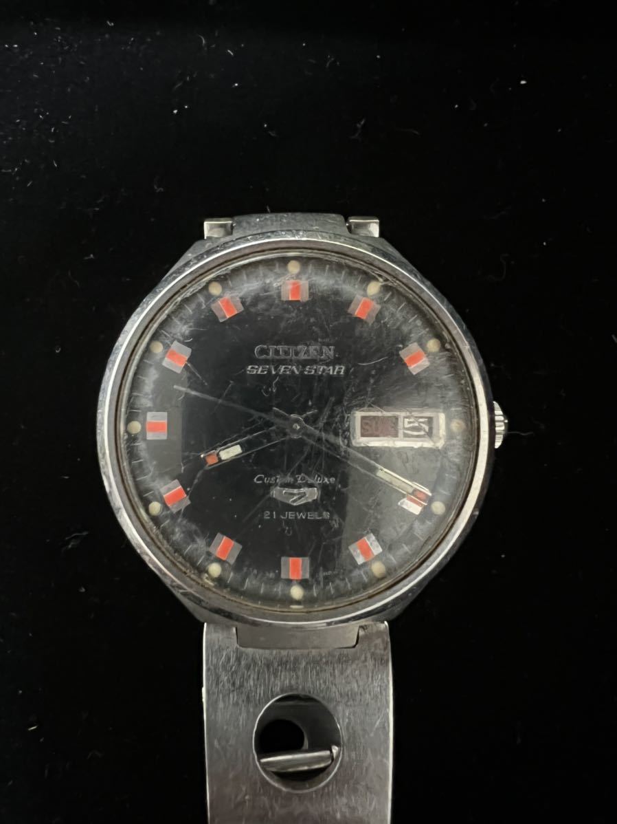 CITIZEN SEVEN STAR custom deluxe黒文字盤 シチズン セブンスター
