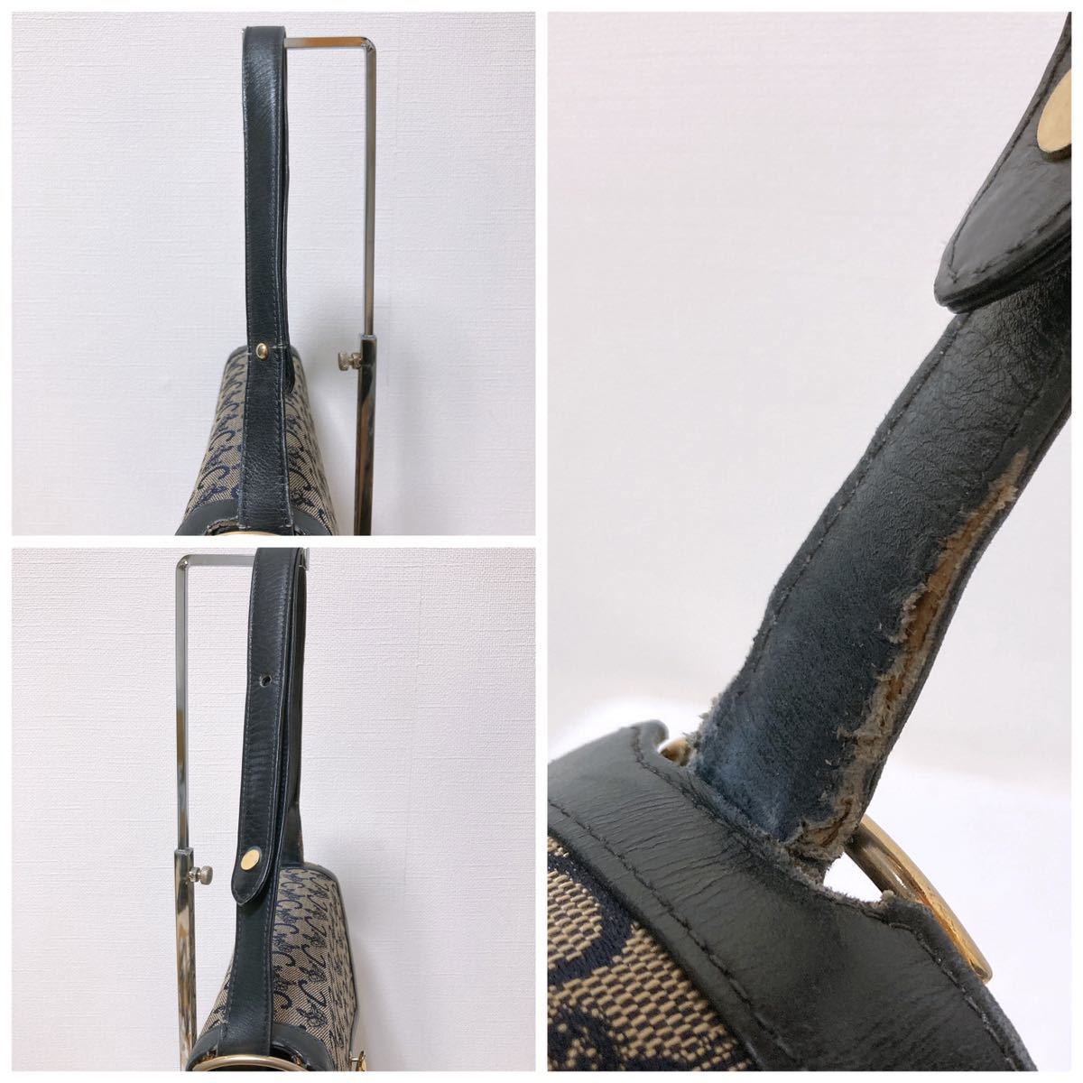 1円 CELINE セリーヌ Cサルキー 馬車金具 ヴィンテージ キャンバス 