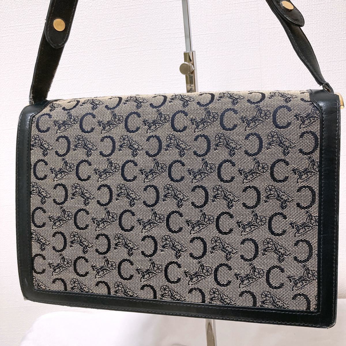 1円 CELINE セリーヌ Cサルキー 馬車金具 ヴィンテージ キャンバス 