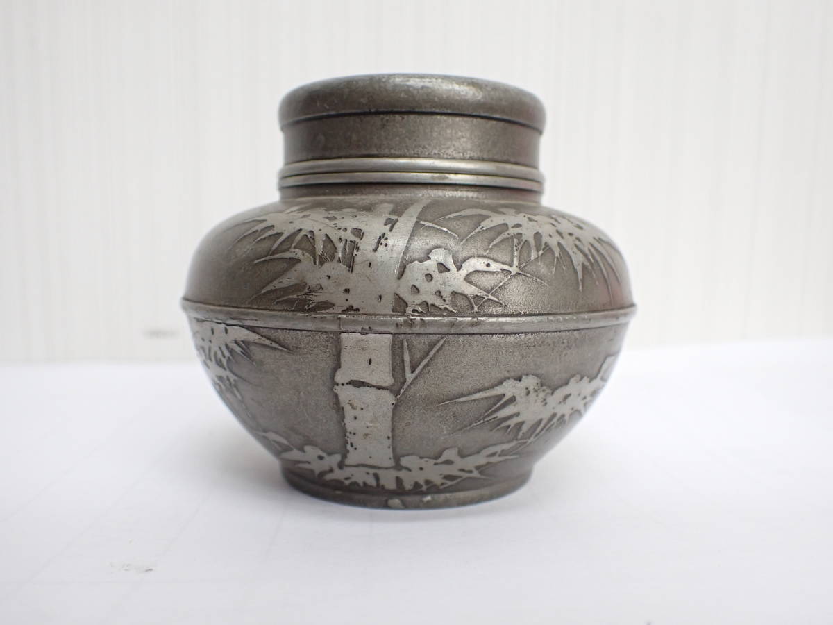 煎茶道具 【示信堂造】 古錫茶心壷 茶壺 高さ約7.3cm 重量約276g 錫茶壺