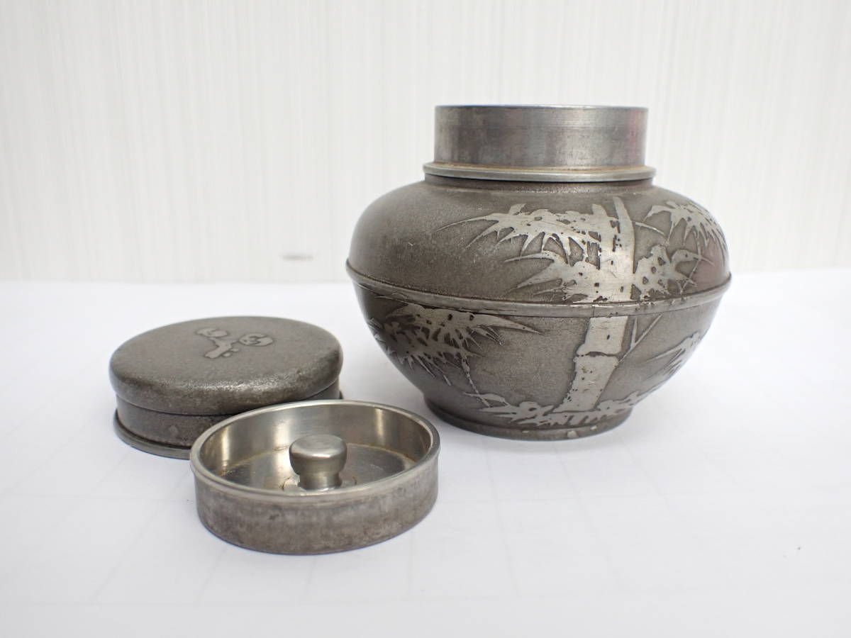 煎茶道具 【示信堂造】 古錫茶心壷 茶壺 高さ約7.3