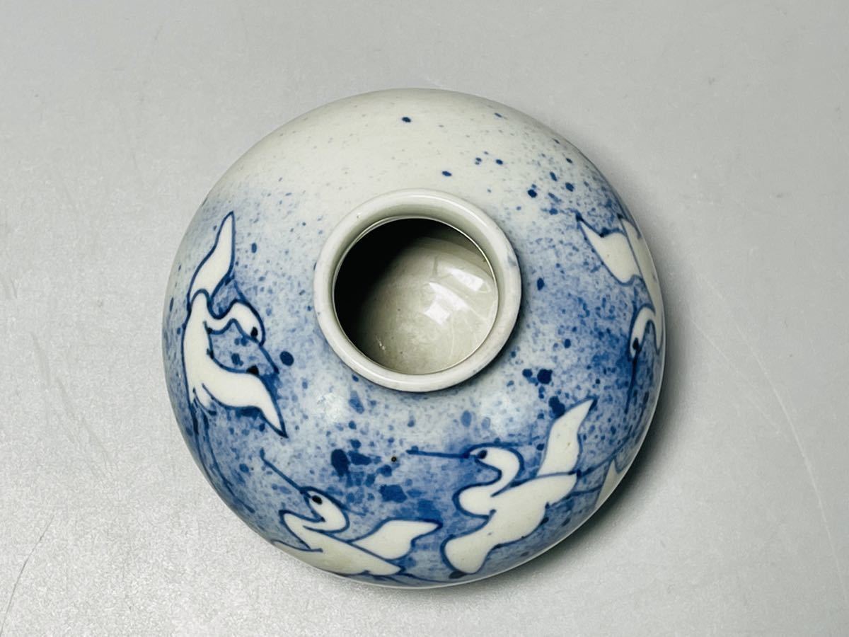 古伊万里 九谷焼 鶴図 鳥絵 有田焼 吹墨 染付 油壺 染付 花瓶 小壷