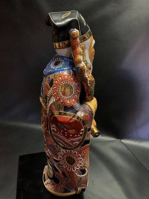 ◇長寿延命・富貴長寿の神◇金彩色絵【 九谷焼 八幡窯 寿老人 】七福神