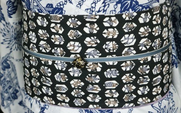 限定SALE，得価 11570 秀品 リバースブル半幅帯 亀甲の型染風 鹿の子模様小市松 小袋(仕立て上がり)｜売買されたオークション情報、yahooの商品情報をアーカイブ公開 - オークファン 仕立て上がり